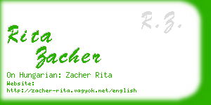 rita zacher business card